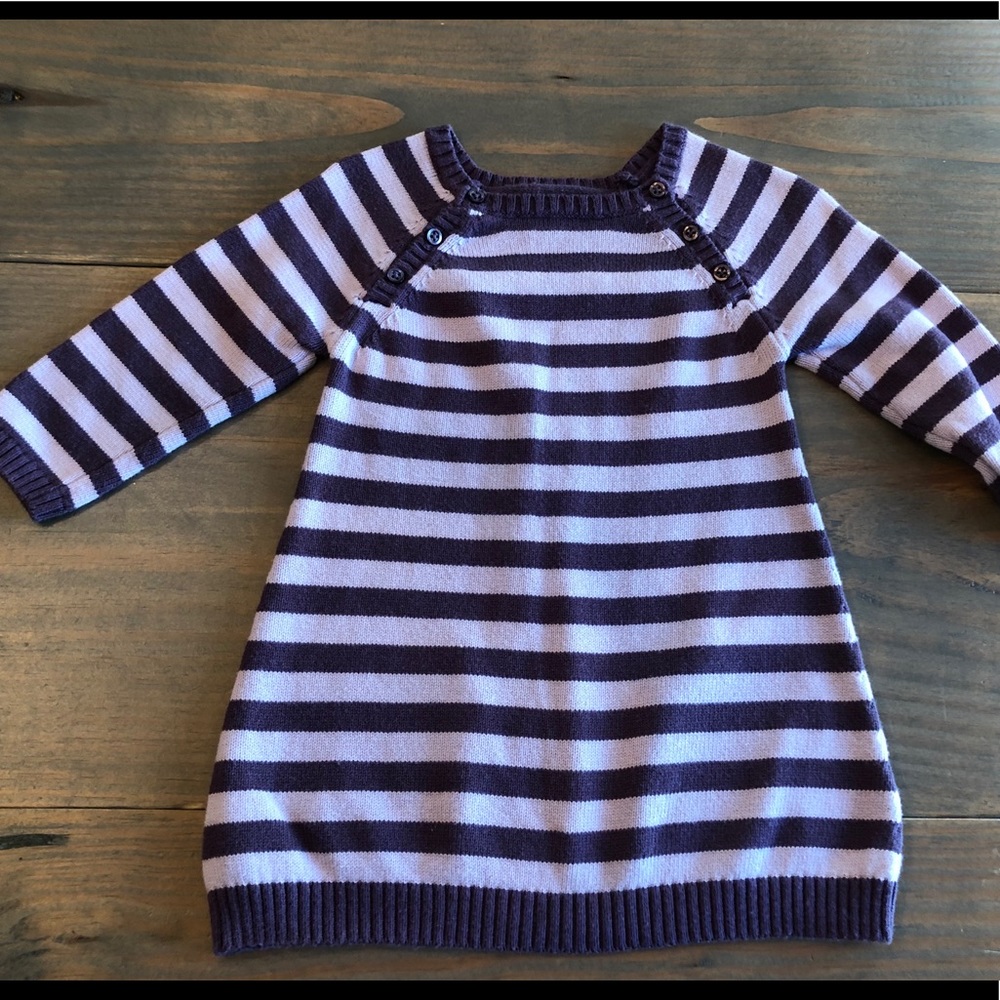 Baby GAP Purple striped knit dress 12-18 months